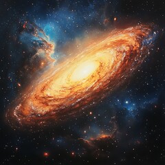 Obraz premium Andromeda Galaxy Captured in Brilliant Detail Showcasing Cosmic Galactic Majesty Illustration