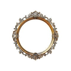 Ornate Gold and Silver Circular Frame, Baroque Style, Empty Picture Frame, Vintage Design Element