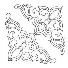 Floral Design A classic black and white floral design element featuring elegant, curved leaves and intricate detailing. Ornamental Perfect for use in decorative borders, logos