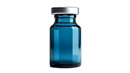 Blue glass vial, sterile, studio, white background, medicine
