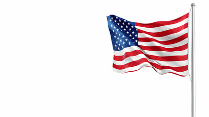 Obraz premium US flag waving, white background, patriotic, design