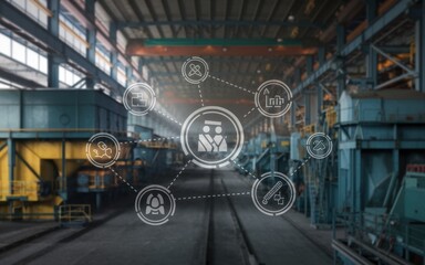 Obraz premium Industrial Workforce Management System Network
