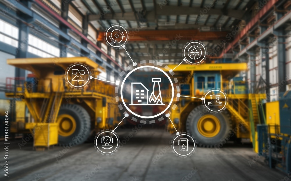 Poster industrial automation system in a modern factory setting