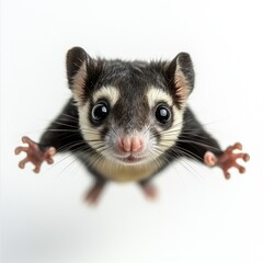 Fototapeta premium Adorable Sugar Glider Posing, Studio Shot, White Background, Pet Website
