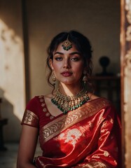 Fototapeta premium Indian woman in traditional saree 