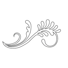 Floral Design A classic black and white floral design element featuring elegant, curved leaves and intricate detailing. Ornamental Perfect for use in decorative borders, logos