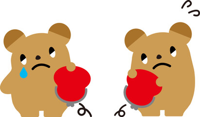 空の財布を持ったクマ_表情あり