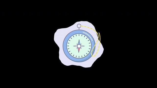 A simple 2D compass illustration with a pastel background.