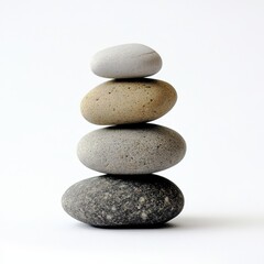 A balanced arrangement of rocks meticulously stacked upon one another, showcasing natural artistry and the beauty of geological formations.