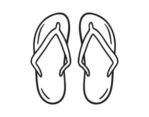 beach slippers doodle hand drawn icon. Outline drawing beach slippers line clipart symbol
