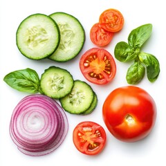 A vibrant assortment of fresh vegetables displayed on a table, showcasing a variety of colors, shapes, and textures, perfect for healthy meal preparation.