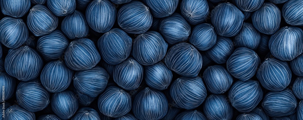 Poster sketch baobab tree concept. blue spherical objects clustered tightly together in a textured arrangem