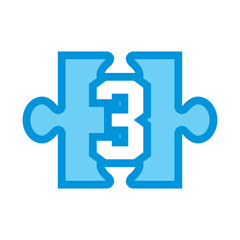 ジグソーパズルの数字アイコンのイラスト