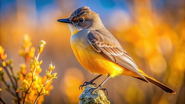 Alert Say's Phoebe Flycatcher at Bosque del Apache Refuge, New Mexico