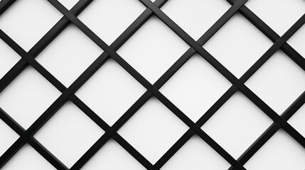 Sleek and Modern Black Lattice Design Over White Background for Use in Interior Decor, Architecture, or Graphic Design Projects