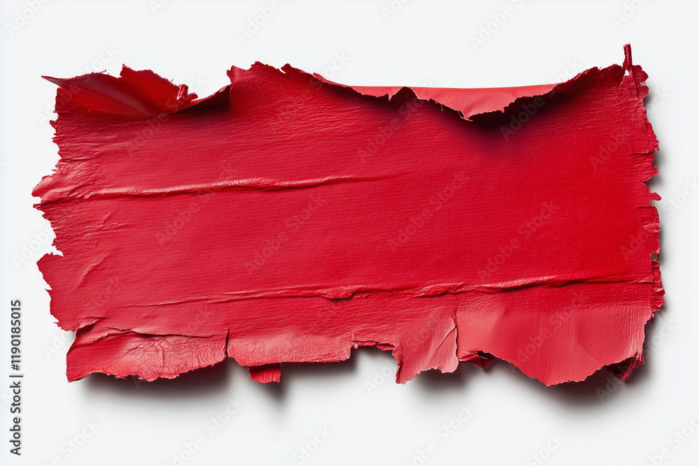 Poster red paper with a red line on it. the paper is torn and has a rough texture