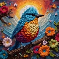 Fototapeta premium Bird crochet art