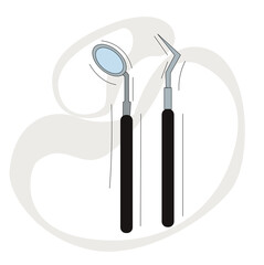 Dental clinic tools. Medical items for dentists oral inspection tooth