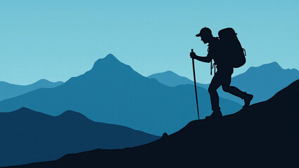 silhouette of a Hiker with Backpack