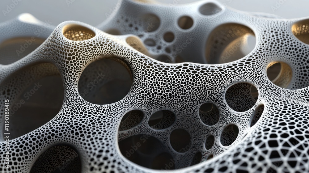 Poster abstract 3d render: intricate cellular structure