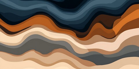 Obraz premium Abstract wavy landscape, earthy tones, background design, website banner