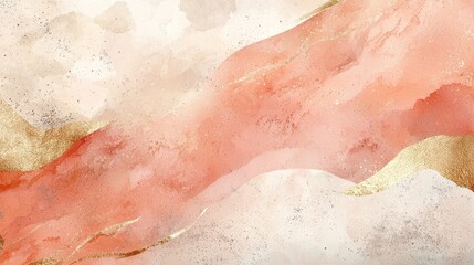 Fototapeta premium Abstract Watercolor Landscape with Gold Accents