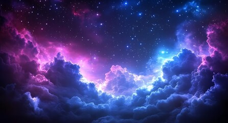 Fototapeta premium Night sky, vibrant nebula clouds, starscape, cosmic fantasy. Use Background image, wallpaper
