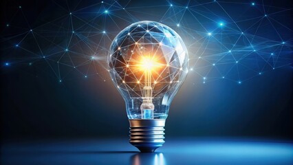 Illuminating Connections A Glowing Lightbulb Embodied in a Network of Intertwined Lines and Nodes Representing Innovation and Technological Advancement