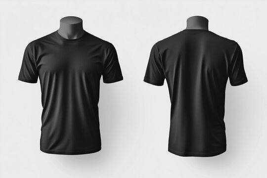 shirt is black and has a white collar. The shirt is a t-shirt