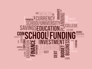 School Funding word cloud template. School Funding concept vector tagcloud background.