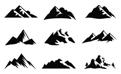 Fototapeta premium Set of mountain silhouettes. isolated vector on white background.