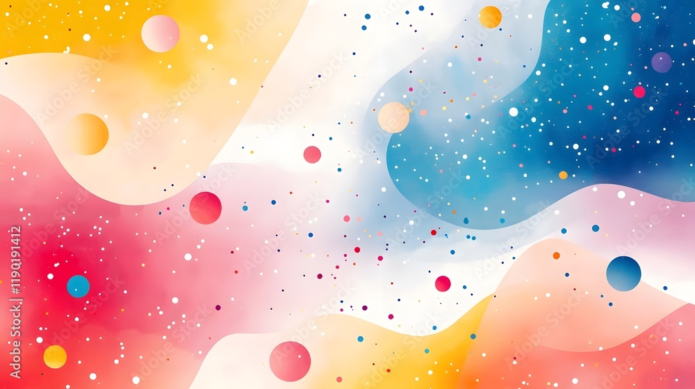 Poster vibrant and whimsical festive abstract gradient with floating patterns colorful and dynamic digital 