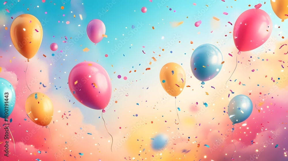 Poster dynamic and bright background featuring abstract color gradients whimsical patterns and cheerful sof