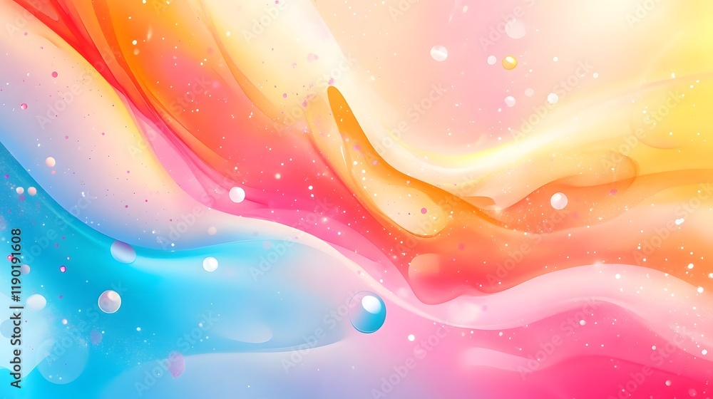 Poster vibrant and dynamic background featuring bright floating gradients cheerful whimsical patterns and s