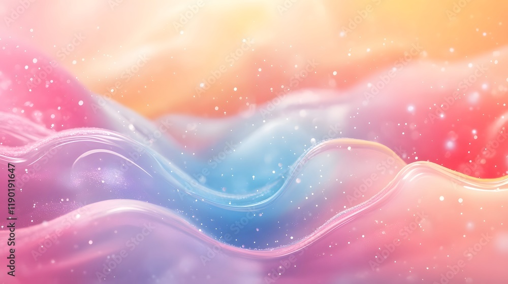 Poster elegant and cheerful background featuring floating whimsical gradients soft patterns and bright abst