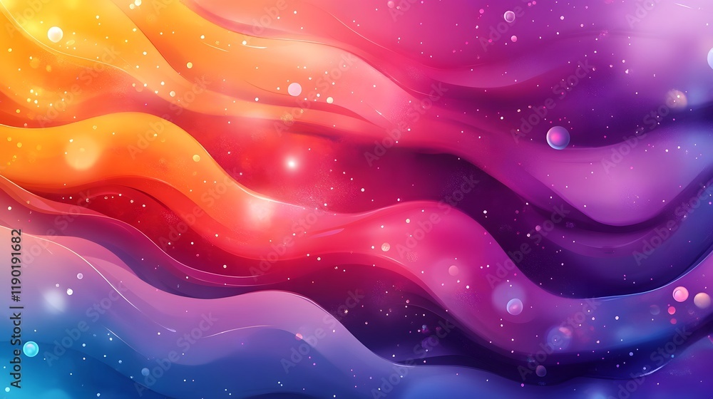 Poster vibrant floating patterns bright dynamic gradients and whimsical elegant elements create a cheerful 