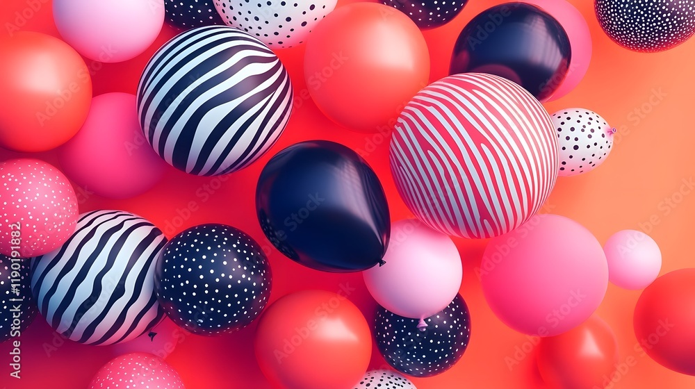 Poster elegant and whimsical party balloons floating gracefully in a soft vibrant and dynamic composition w