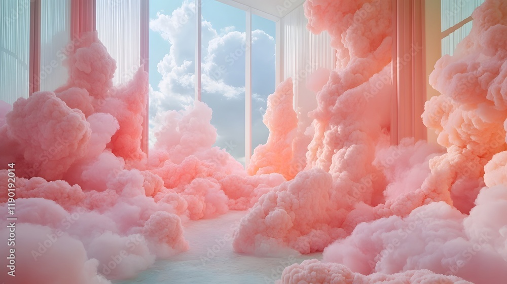 Poster dreamy pastel clouds with whimsical color gradients and a soft ethereal aesthetic create a calming i