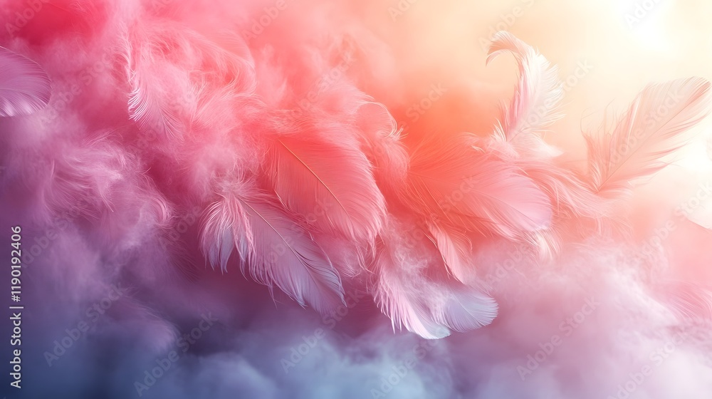 Poster pastel gradient fantasy inspired digital design featuring soft fluffy and delicate textures with whi