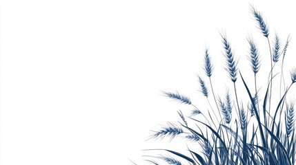 Naklejka premium Serene Blue Grass Silhouette Against a White Background