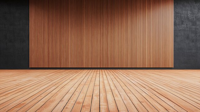 Stage light wood concept. Wooden wall and floor interior with a modern design aesthetic.