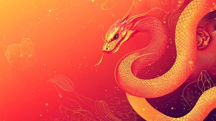 Fototapeta premium Chinese New Year vector design cards. 2025 year of the Snake. Lunar new year concept. Geometric modern vector with abstract forms, gradients, snakes. Design for calendar, cover, flyer.