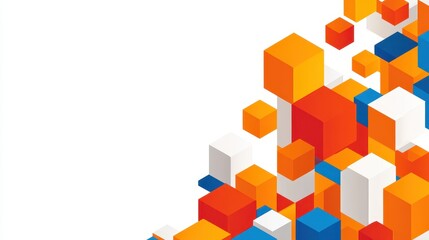 Abstract Colorful 3D Cubes Design:  Geometric Shapes Background