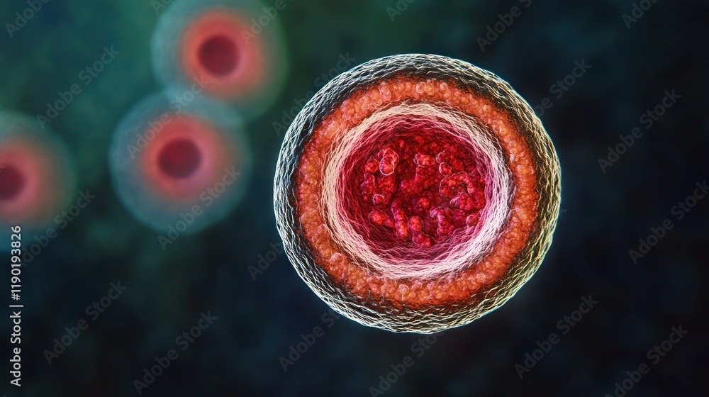Poster microscopic view of a cell with internal structures.