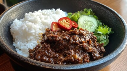 Beef Curry with Rice and Vegetables