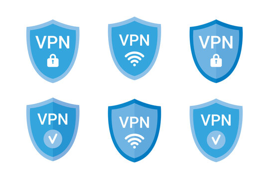 VPN shield icon concept set. sign Vector vpn wifi element 
