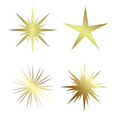 Four premium of five angles stars on dark background and Premium star button, option, chart and process button design. and four premium dark level with gold color buttons.