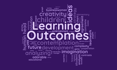 Learning Outcomes word cloud template. Learning Outcomes concept vector tagcloud background. vector illustration.