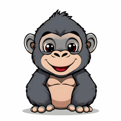 Obraz premium Cute Happy Gorilla Cartoon Vector Icon Illustration Animal Nature Icon Concept Isolated Premium