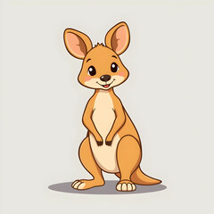 Cute Kangaroo Kid Cartoon Vector Icon Illustration Animal Nature Icon Concept Isolated Premium Vector Flat Cartoon Style